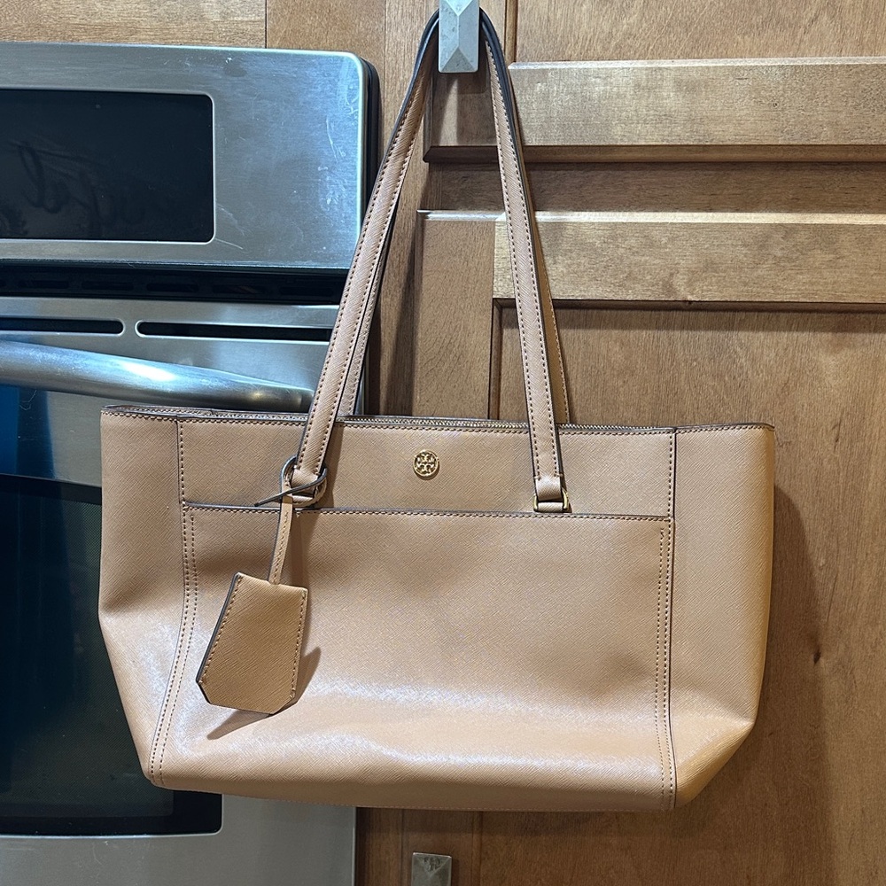 Tory Burch tan  Leather Tote Bag shoulder handbag
